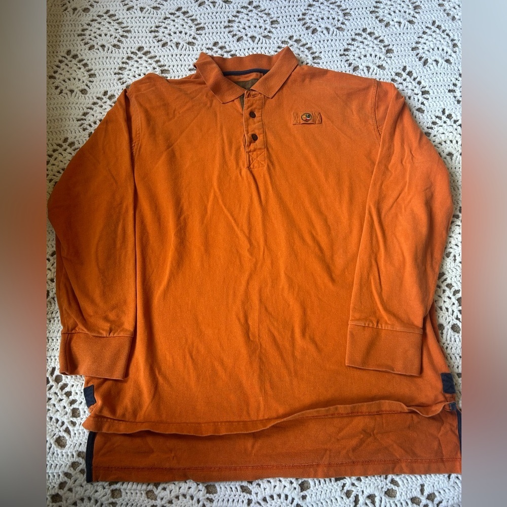 Men’s Duckhead Expedition Long Sleeved Polo Rugby Style Shirt Y2K 90s Orange XL